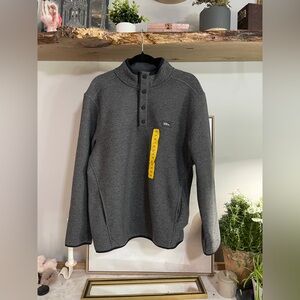 NWT Eddie Bauer Dark Gray Fleece Quarter-Zip Snap Pullover